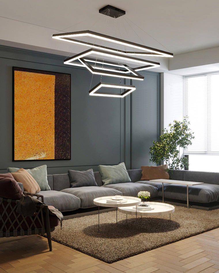 WOMO Lámparas Colgantes Rectangular Escalonado Negro-WM2120