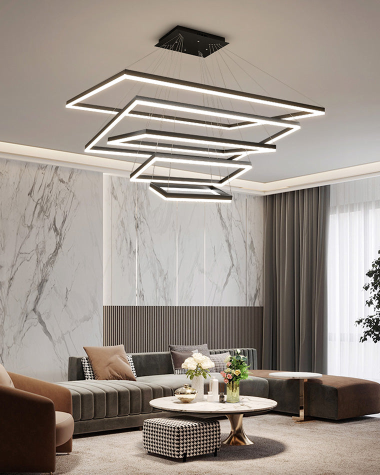 WOMO Lámparas Colgantes Rectangular Escalonado Negro-WM2120