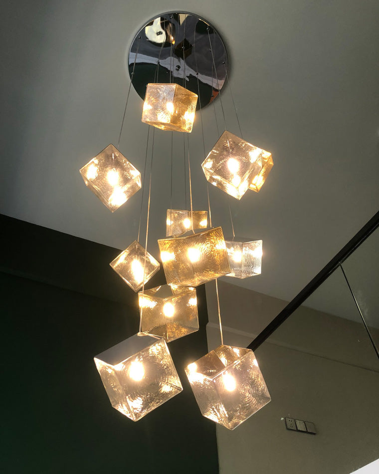 WOMO Lámparas Colgantes de Vidrio con Textura Cubo de Hielo-WM2150