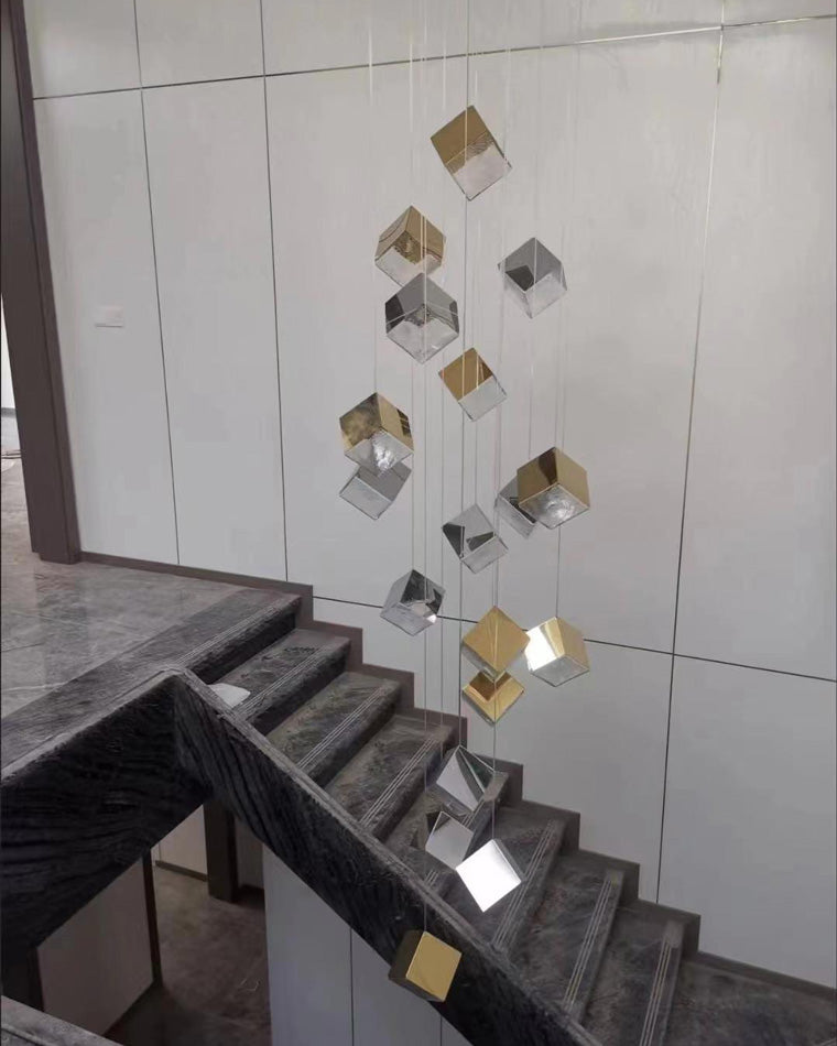 WOMO Lámparas Colgantes de Vidrio con Textura Cubo de Hielo-WM2150