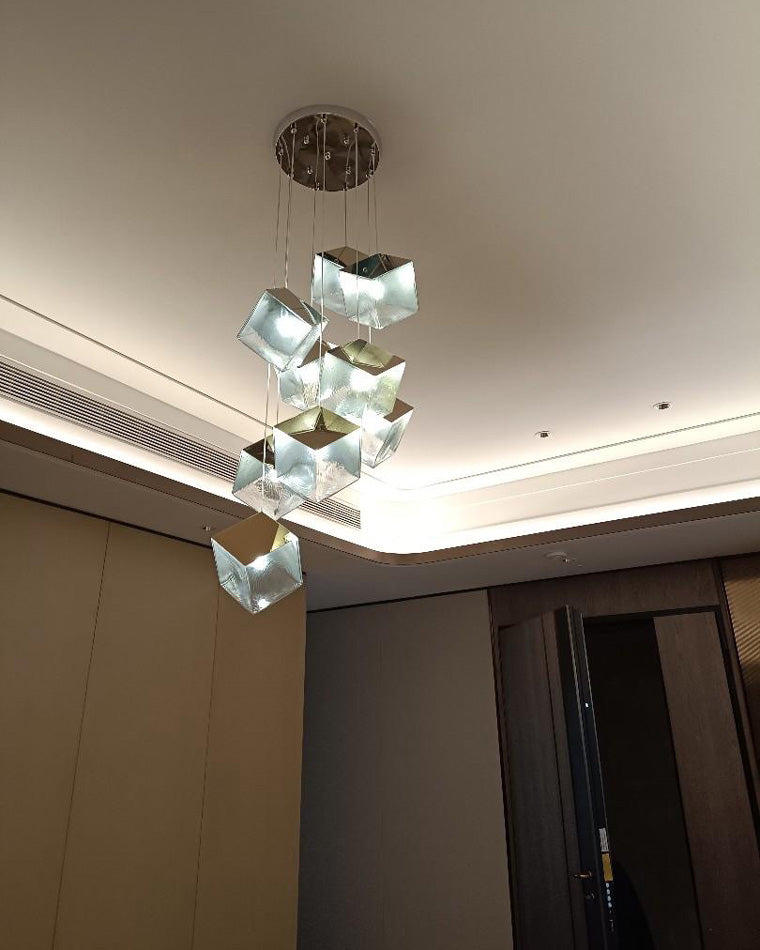 WOMO Lámparas Colgantes de Vidrio con Textura Cubo de Hielo-WM2150