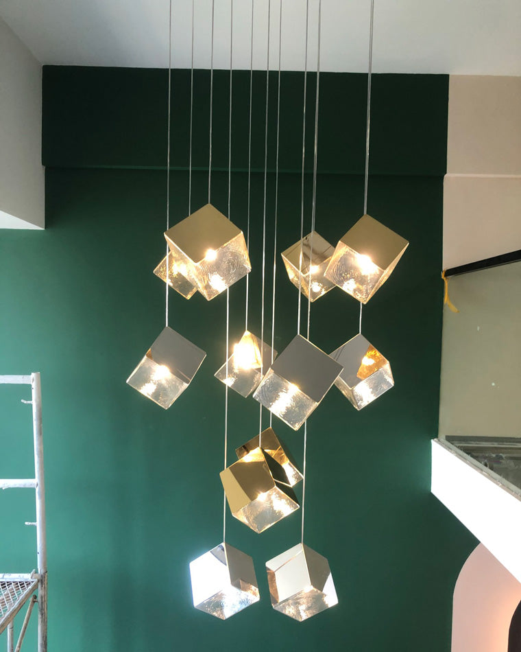 WOMO Lámparas Colgantes de Vidrio con Textura Cubo de Hielo-WM2150