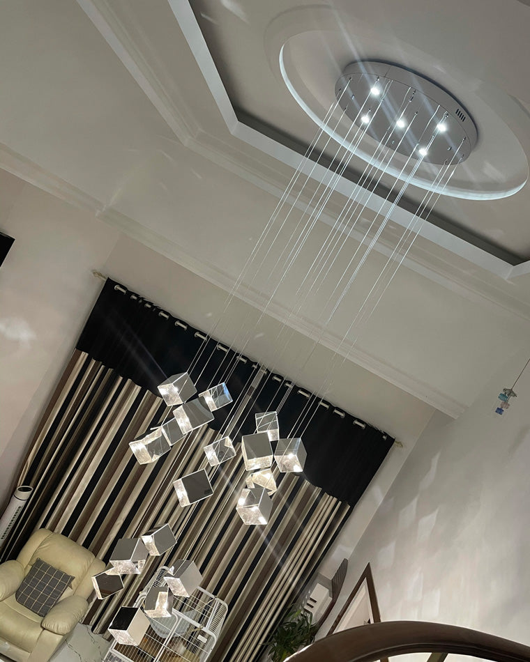 WOMO Lámparas Colgantes de Vidrio con Textura Cubo de Hielo-WM2150