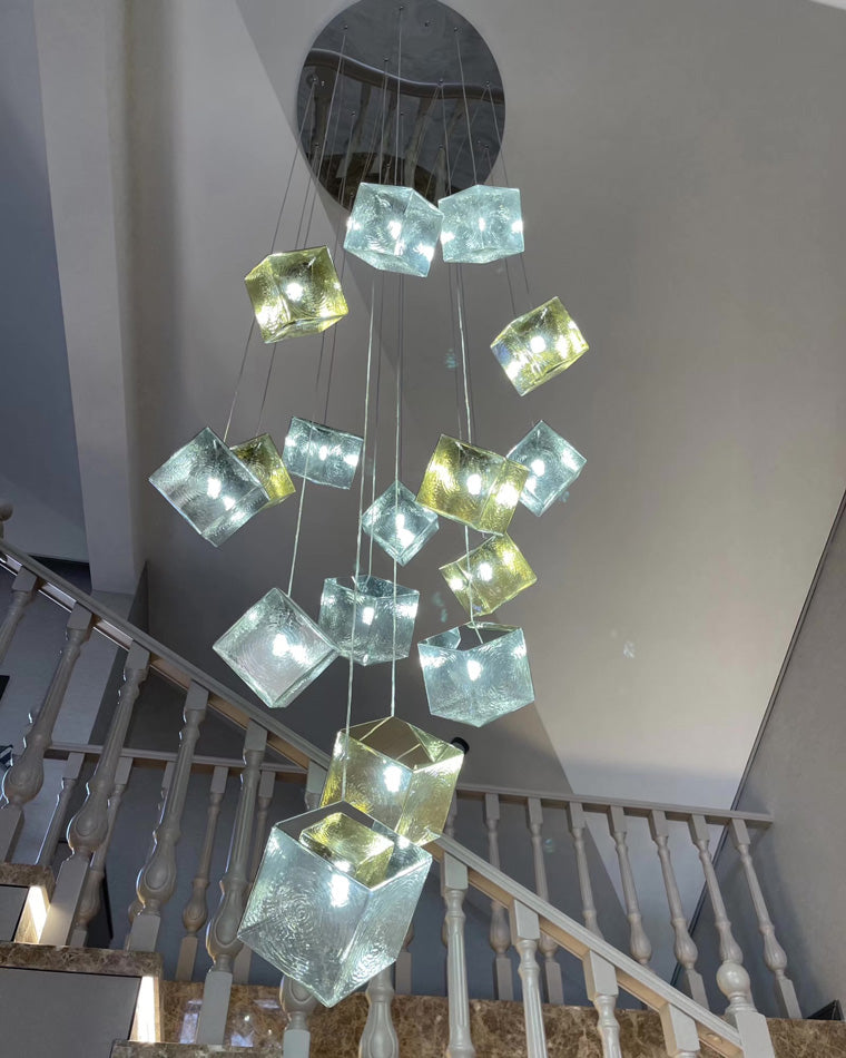 WOMO Lámparas Colgantes de Vidrio con Textura Cubo de Hielo-WM2150