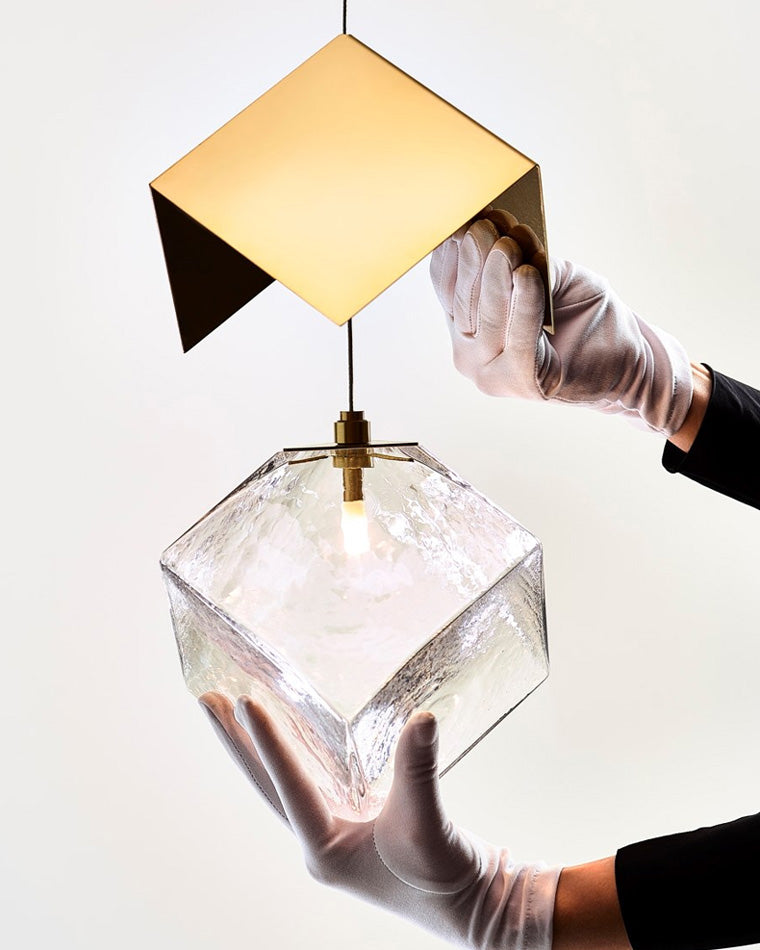 WOMO Lámparas Colgantes de Vidrio con Textura Cubo de Hielo-WM2150