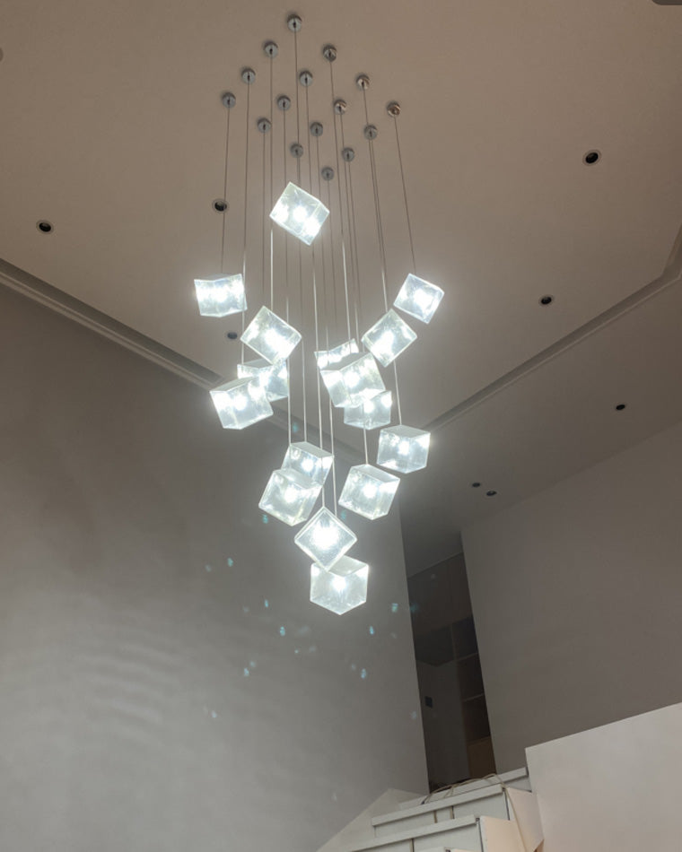 WOMO Lámparas Colgantes de Vidrio con Textura Cubo de Hielo-WM2150