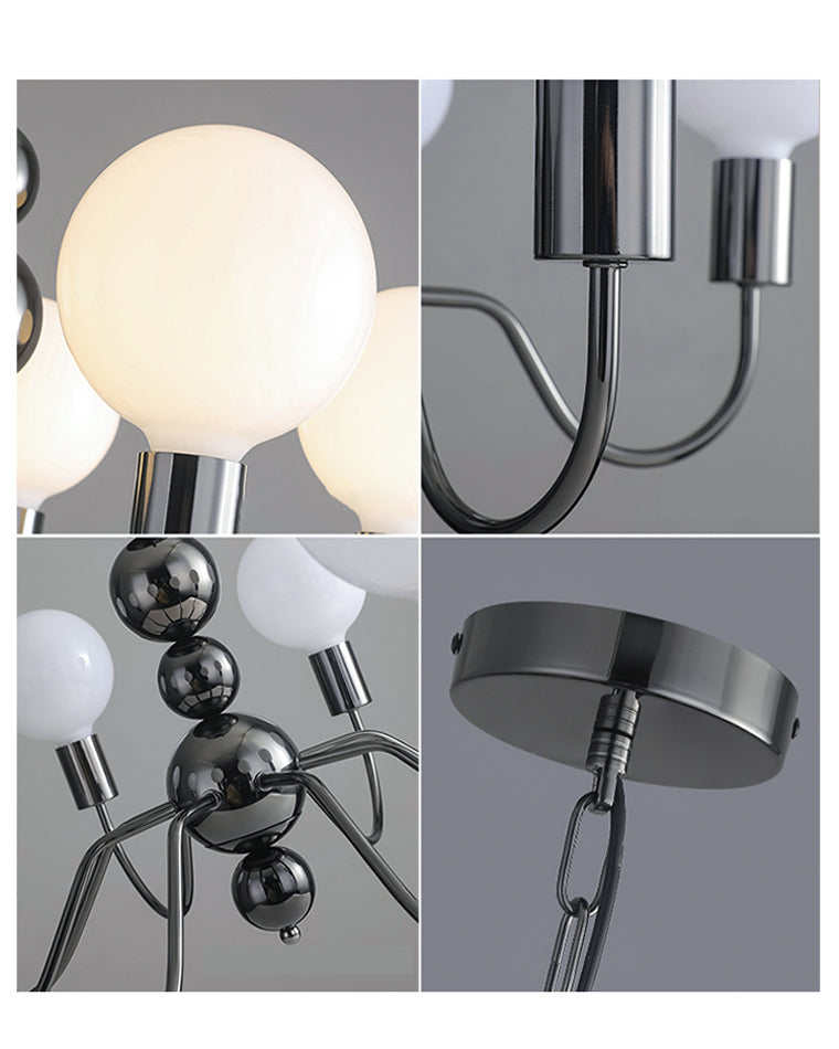 WOMO Lámparas Colgantes Brazo Negro con Globo de Cristal-WM2173
