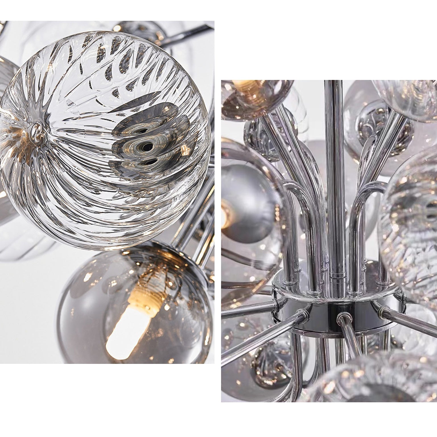 Lámpara de araña WOMO de cristal ahumado con forma de burbuja - WM2198