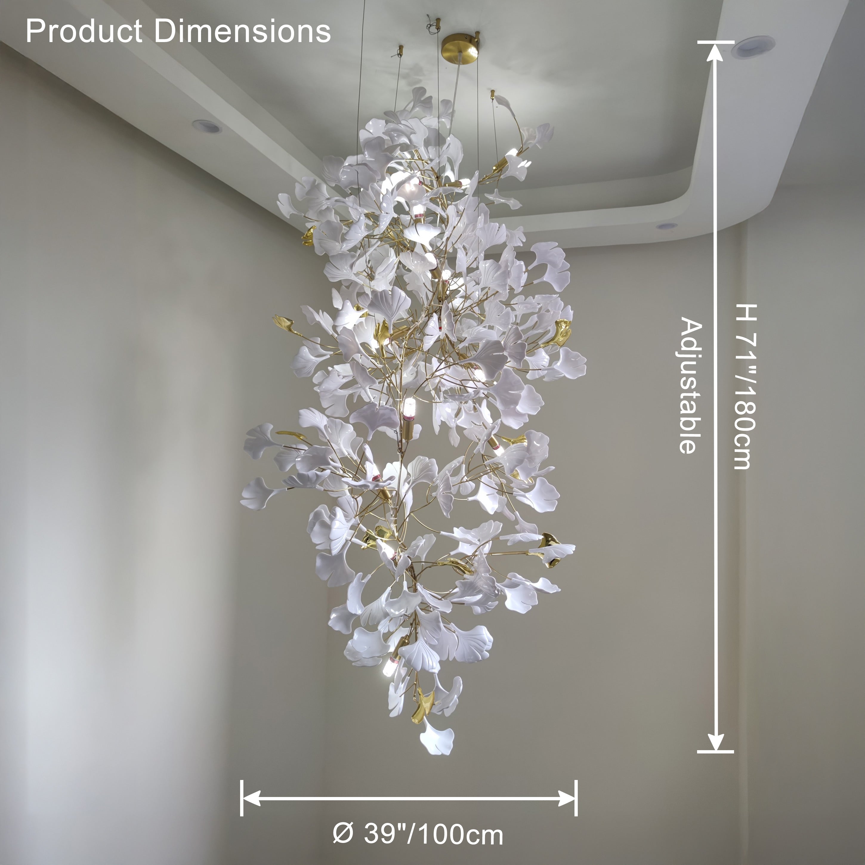 WOMO Lámparas Colgantes Gingko Cascada Larga para Vestíbulo-WM2206