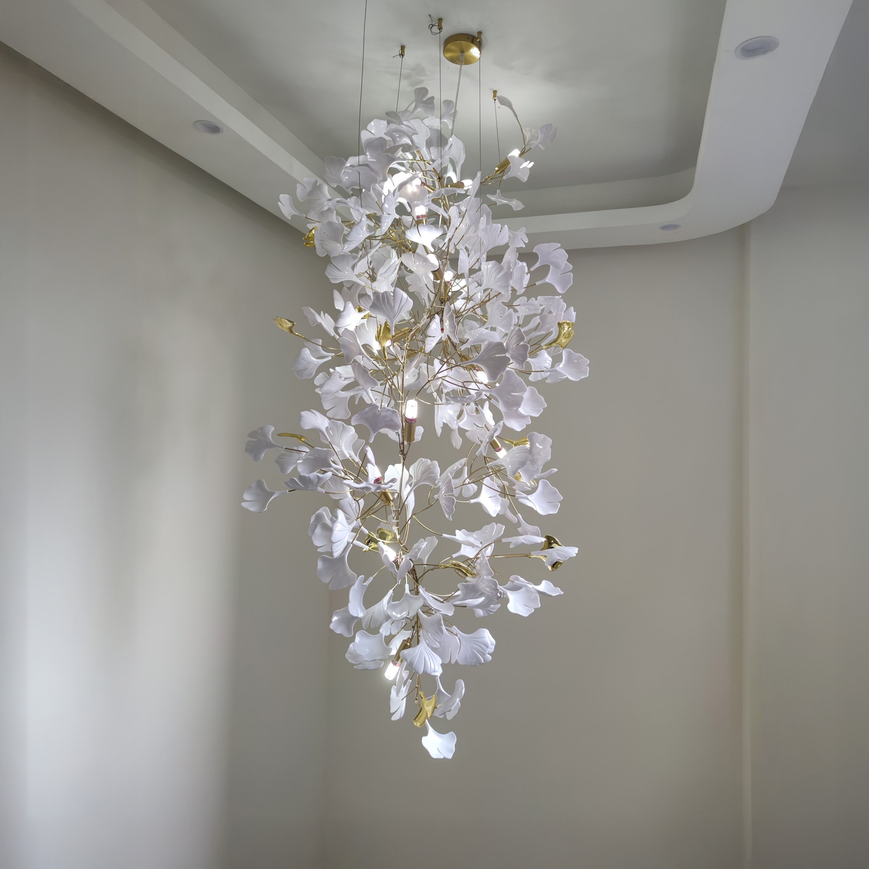 WOMO Lámparas Colgantes Gingko Cascada Larga para Vestíbulo-WM2206