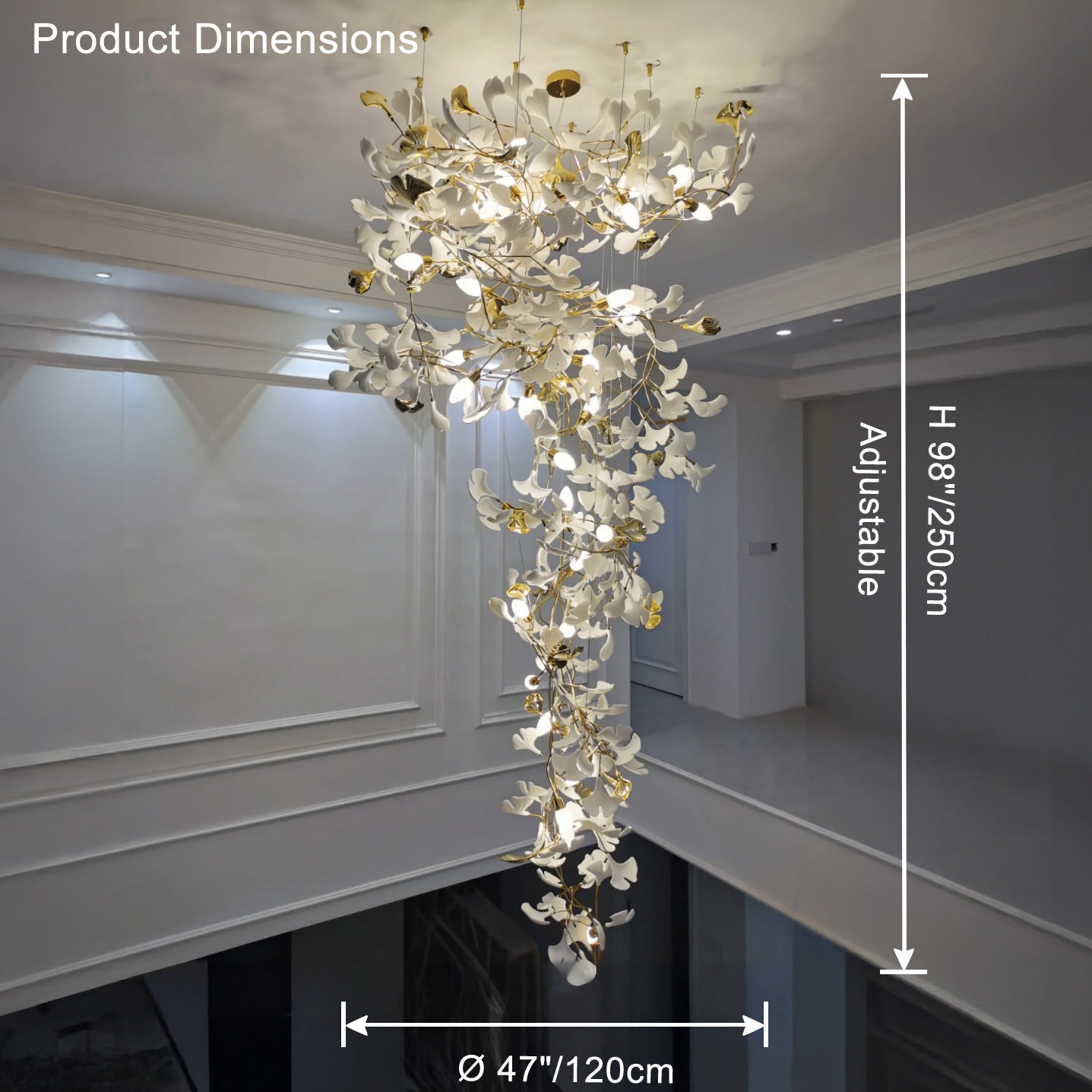 WOMO Lámparas Colgantes Gingko Cascada Larga para Vestíbulo-WM2206
