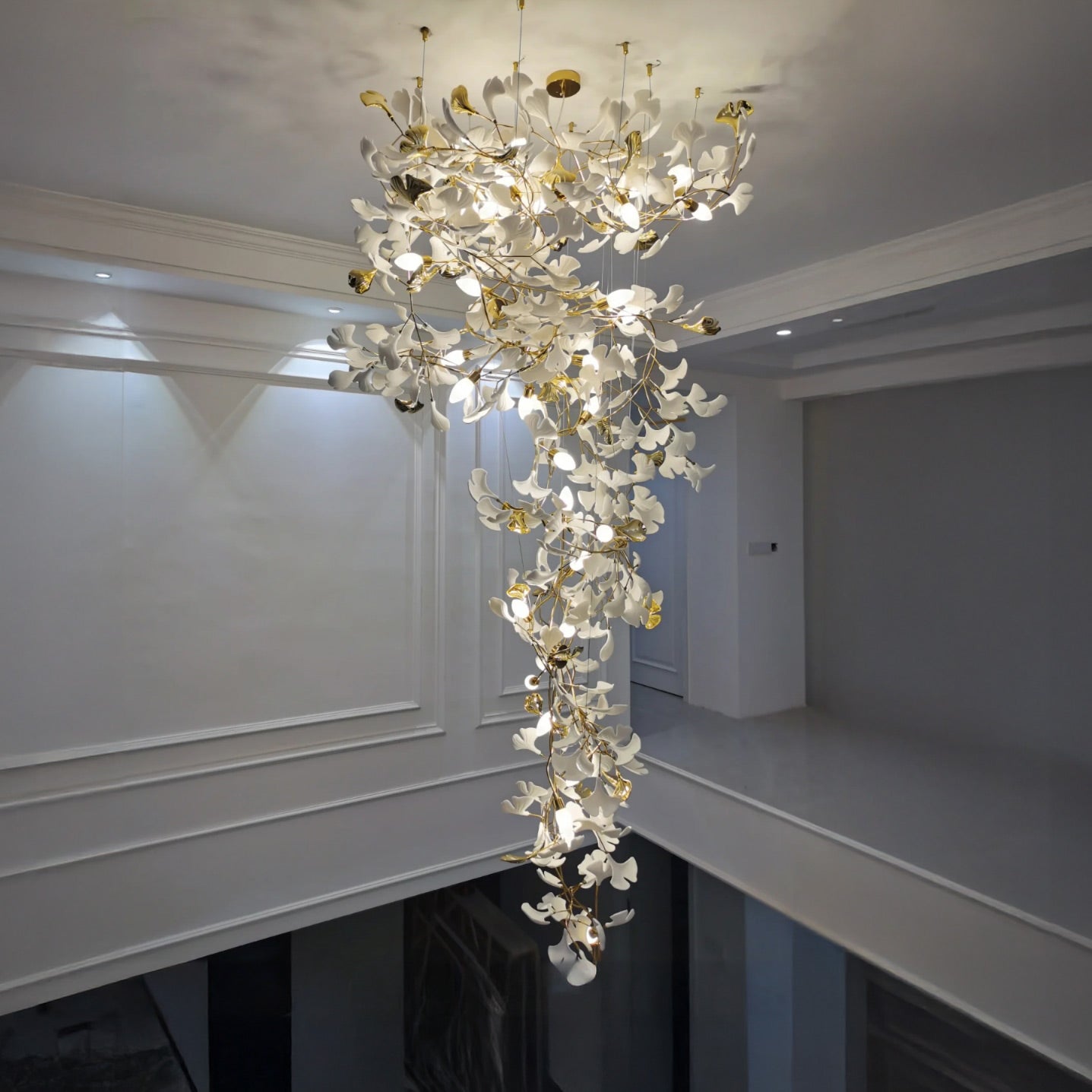 WOMO Lámparas Colgantes Gingko Cascada Larga para Vestíbulo-WM2206
