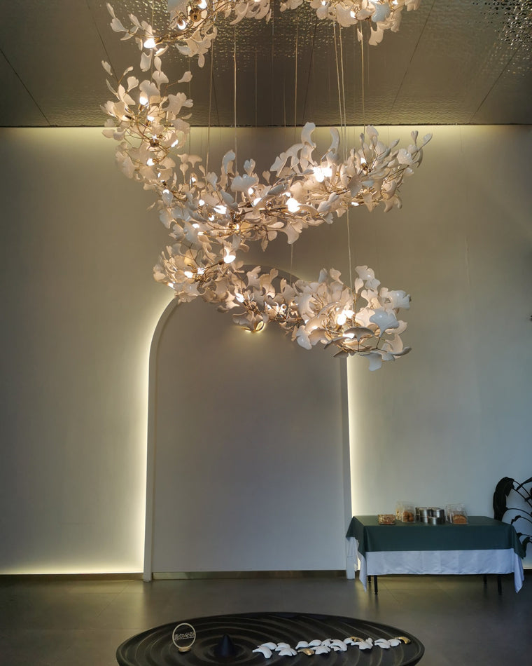 WOMO Lámparas Colgantes Gingko Cascada Larga para Vestíbulo-WM2206