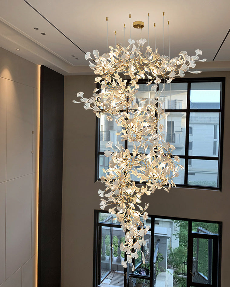 WOMO Lámparas Colgantes Gingko Cascada Larga para Vestíbulo-WM2206