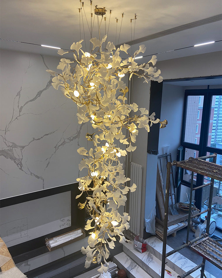WOMO Lámparas Colgantes Gingko Cascada Larga para Vestíbulo-WM2206