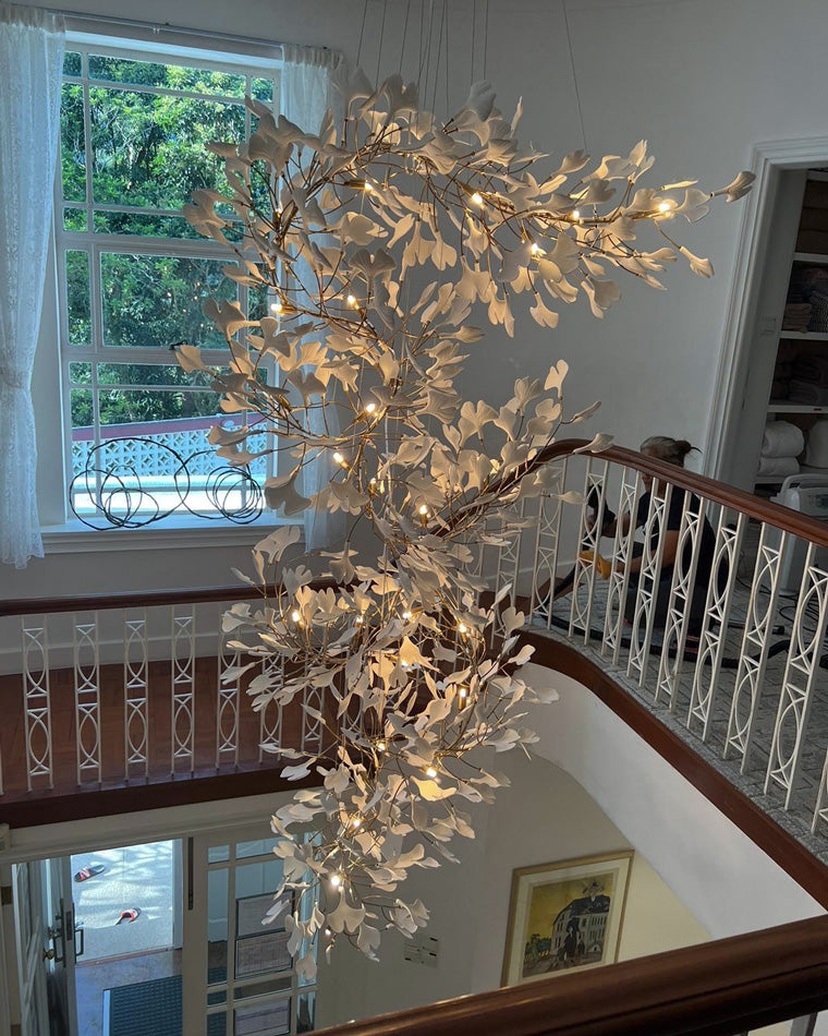 WOMO Lámparas Colgantes Gingko Cascada Larga para Vestíbulo-WM2206