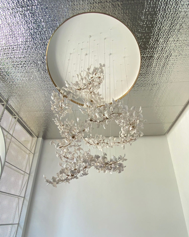 WOMO Lámparas Colgantes Gingko Cascada Larga para Vestíbulo-WM2206