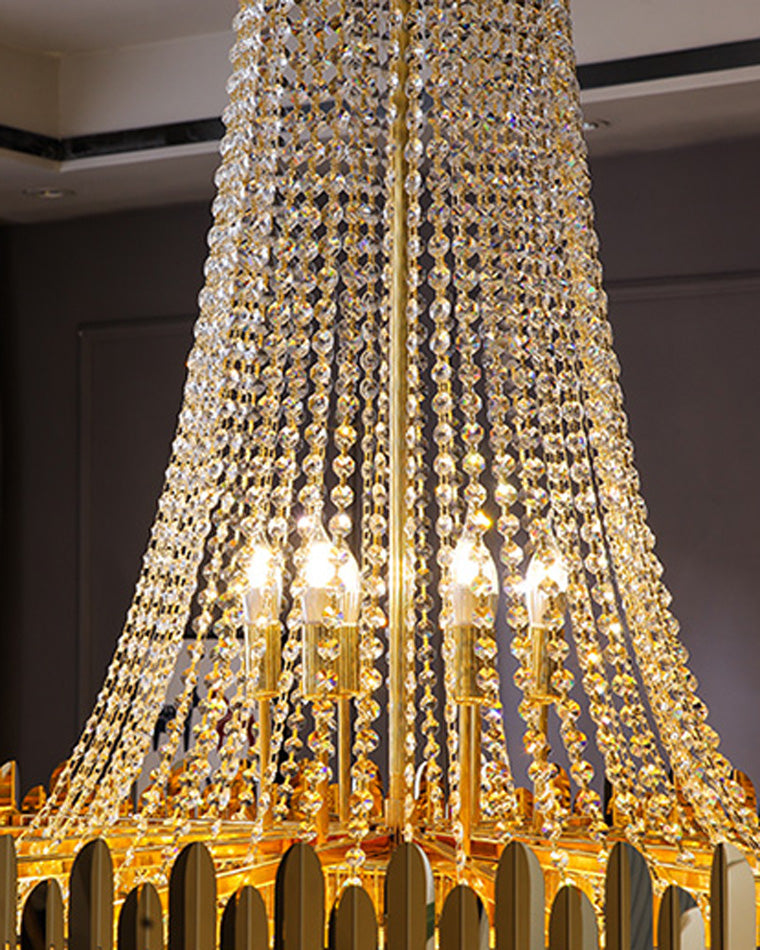 Lámpara de araña escalonada de cristal dorado WOMO-WM2207