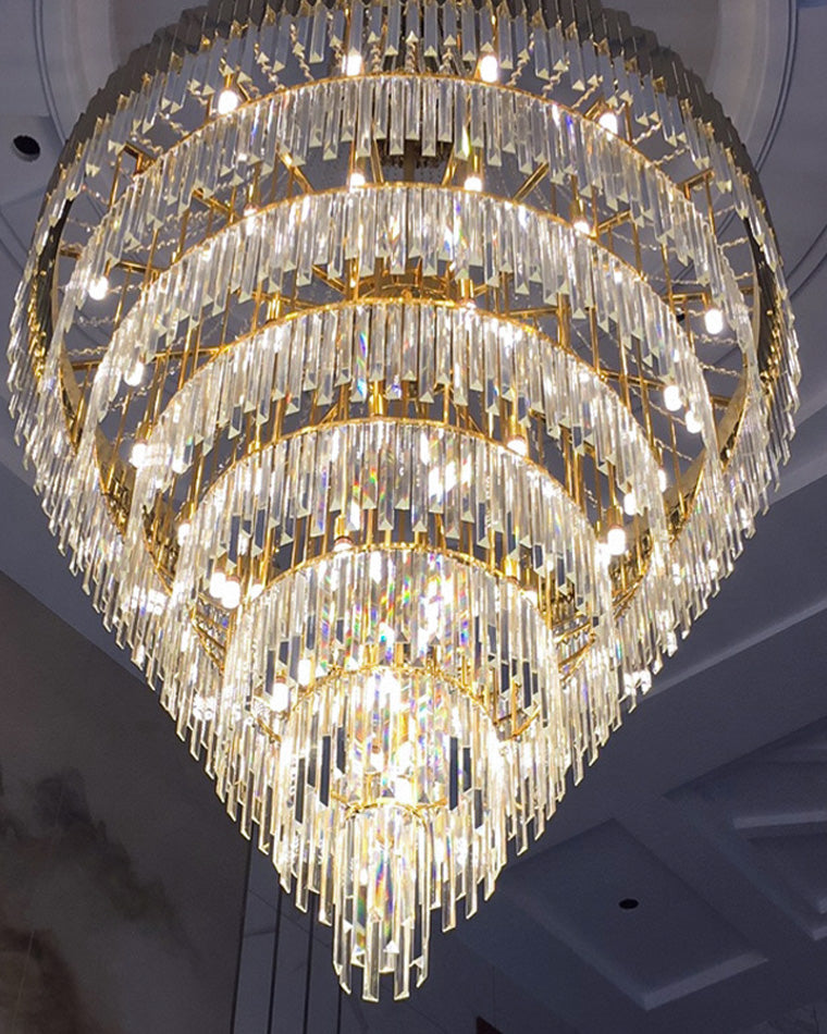 Lámpara de araña escalonada de cristal dorado WOMO-WM2207