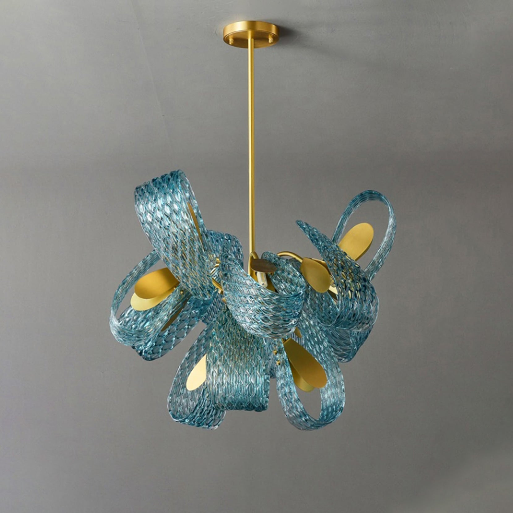 WOMO Lámpara de araña de cristal artístico azul pavo real - WM2213b
