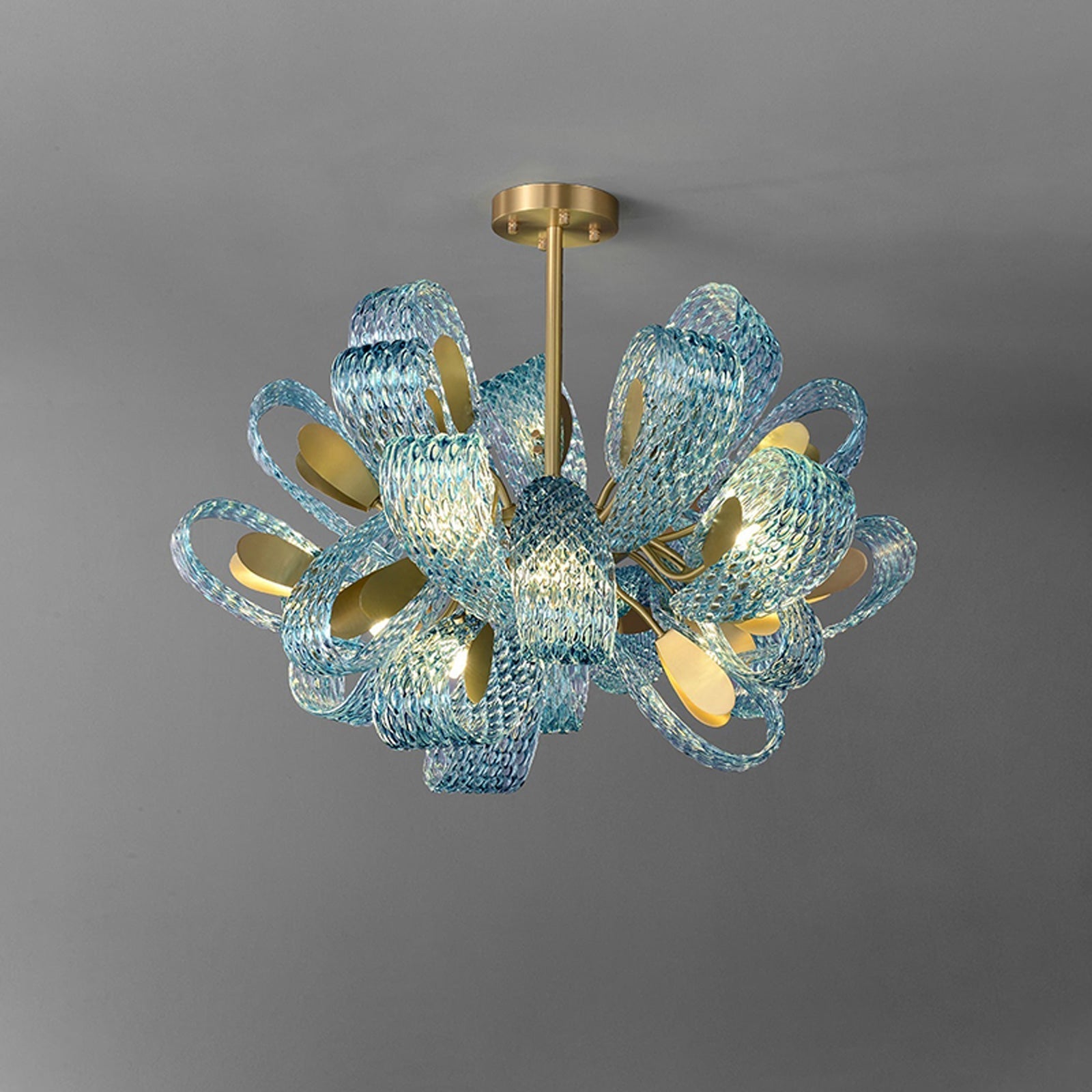 WOMO Lámpara de araña de cristal artístico azul pavo real - WM2213b