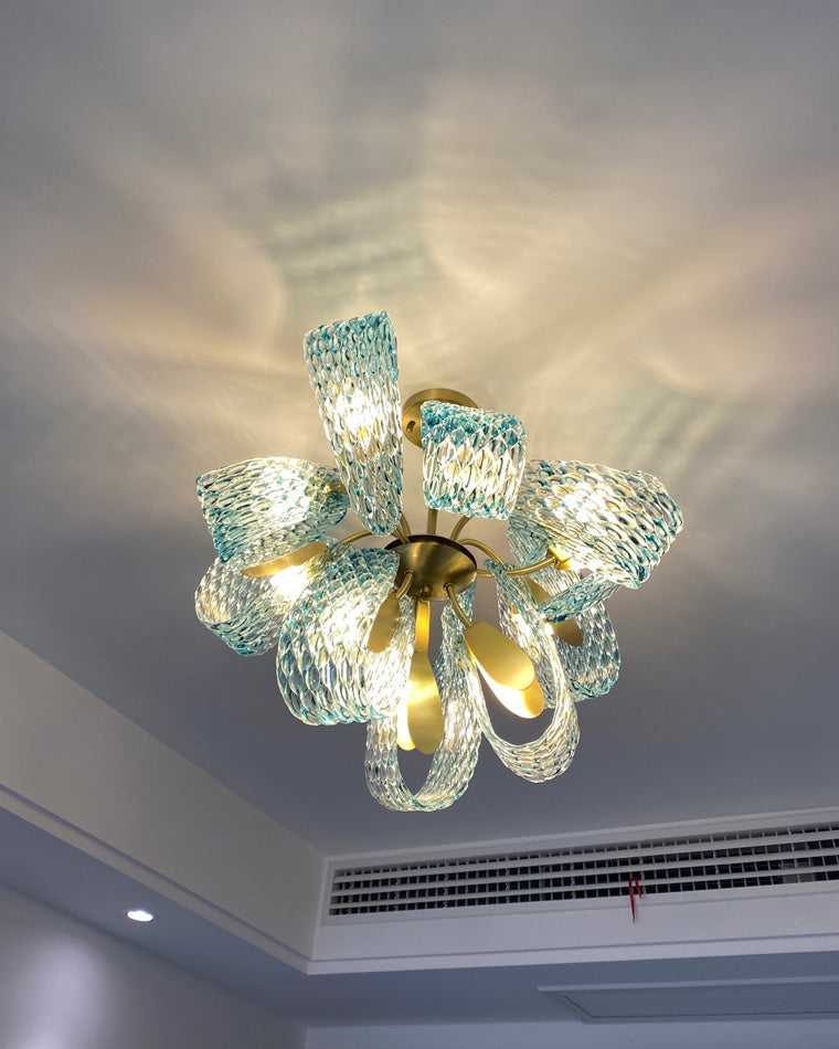 WOMO Peacock Marine Glass Semi-Flush Ceiling Light - WM1111