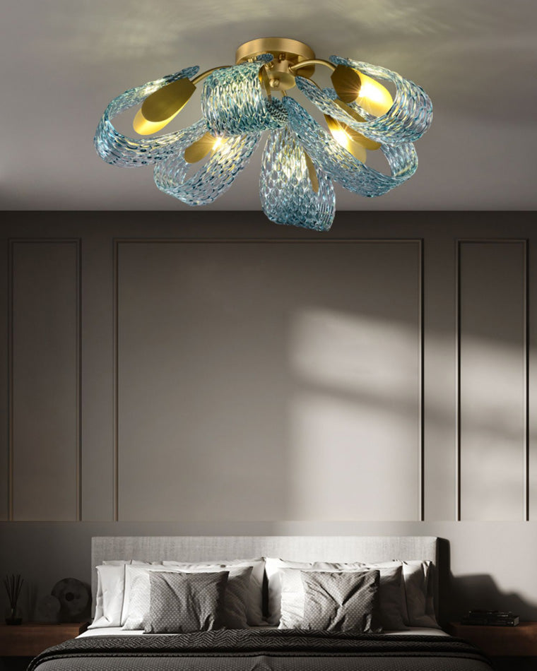 WOMO Peacock Marine Glass Semi-Flush Ceiling Light - WM1111