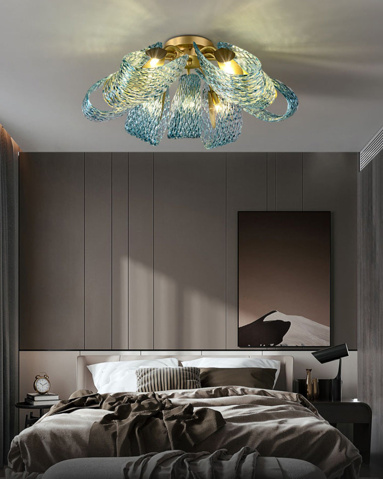 WOMO Peacock Marine Glass Semi-Flush Ceiling Light - WM1111