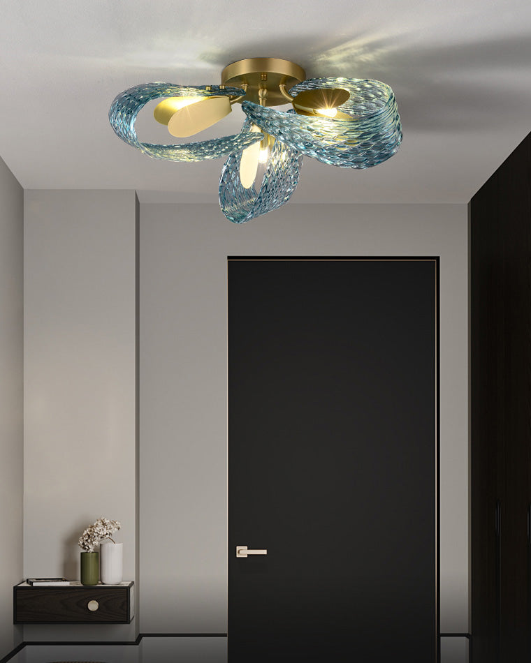 WOMO Peacock Marine Glass Semi-Flush Ceiling Light - WM1111