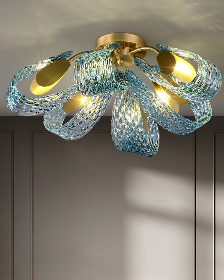 WOMO Peacock Marine Glass Semi-Flush Ceiling Light - WM1111