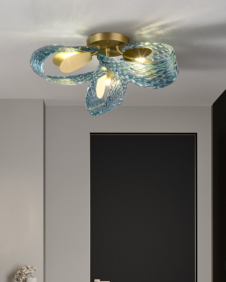 WOMO Peacock Marine Glass Semi-Flush Ceiling Light - WM1111
