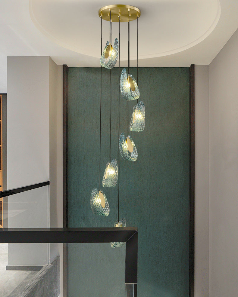 WOMO Peacock Blue Artistic Glass Pendant Lamp - WM2213a