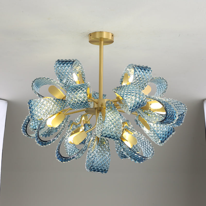 WOMO Lámpara de araña de cristal artístico azul pavo real - WM2213b