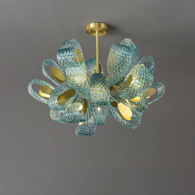 WOMO Lámpara de araña de cristal artístico azul pavo real - WM2213b