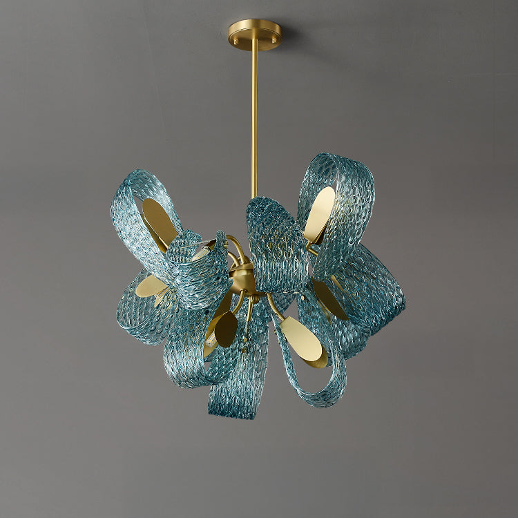 WOMO Lámpara de araña de cristal artístico azul pavo real - WM2213b