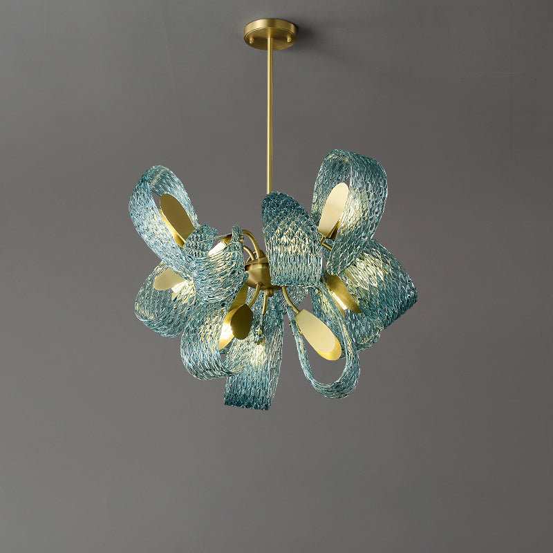 WOMO Lámpara de araña de cristal artístico azul pavo real - WM2213b