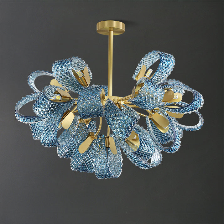 WOMO Lámpara de araña de cristal artístico azul pavo real - WM2213b