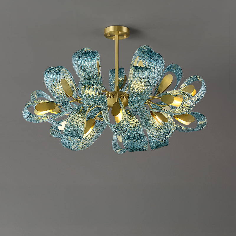 WOMO Lámpara de araña de cristal artístico azul pavo real - WM2213b