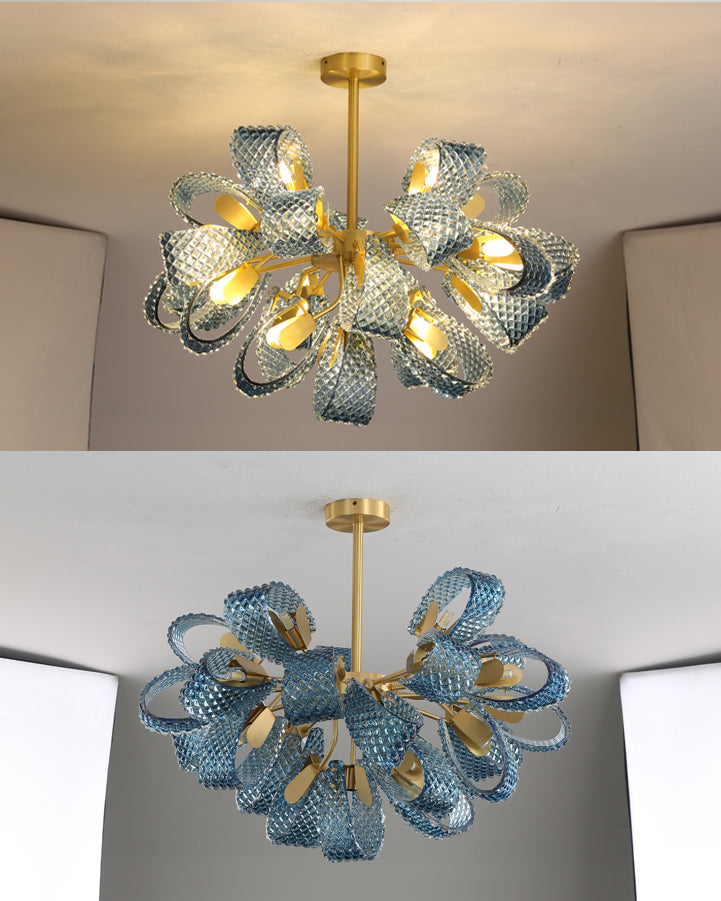 WOMO Lámpara de araña de cristal artístico azul pavo real - WM2213b