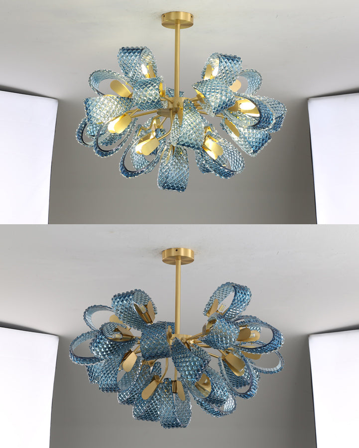 WOMO Lámpara de araña de cristal artístico azul pavo real - WM2213b
