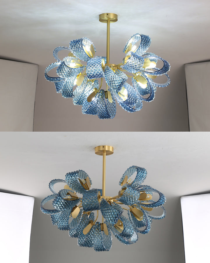 WOMO Lámpara de araña de cristal artístico azul pavo real - WM2213b