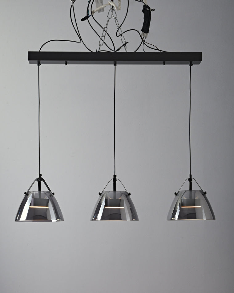 Lámpara colgante WOMO de 3 luces con cristal ahumado - WM2238