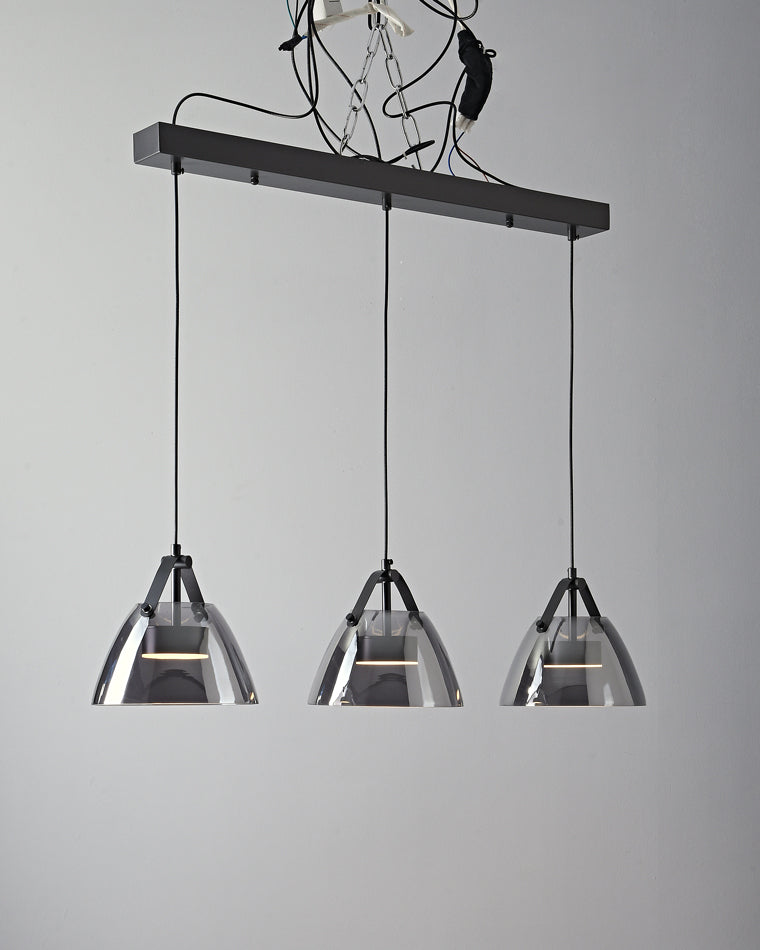 Lámpara colgante WOMO de 3 luces con cristal ahumado - WM2238