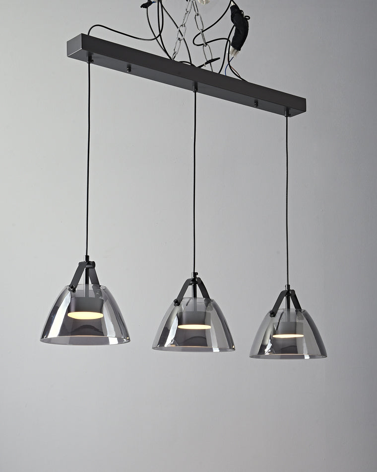Lámpara colgante WOMO de 3 luces con cristal ahumado - WM2238