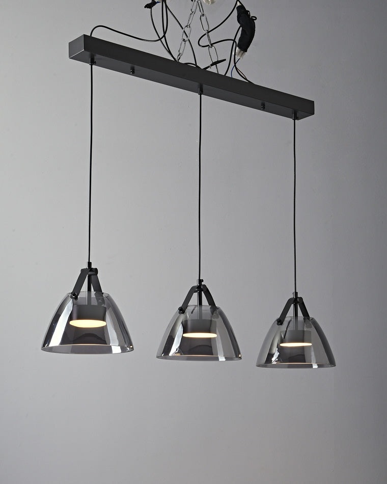 Lámpara colgante WOMO de 3 luces con cristal ahumado - WM2238