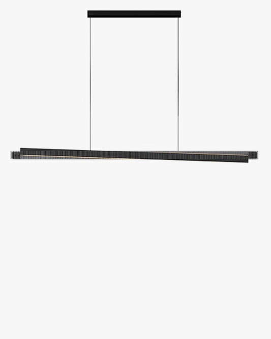 Lámpara colgante lineal WOMO de cristal estriado negro - WM2310