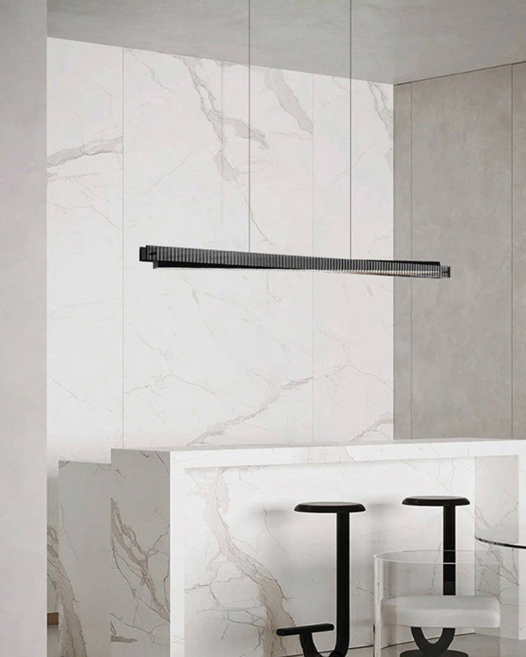 Lámpara colgante lineal WOMO de cristal estriado negro - WM2310
