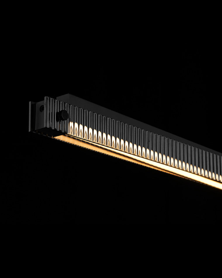 Lámpara colgante lineal WOMO de cristal estriado negro - WM2310