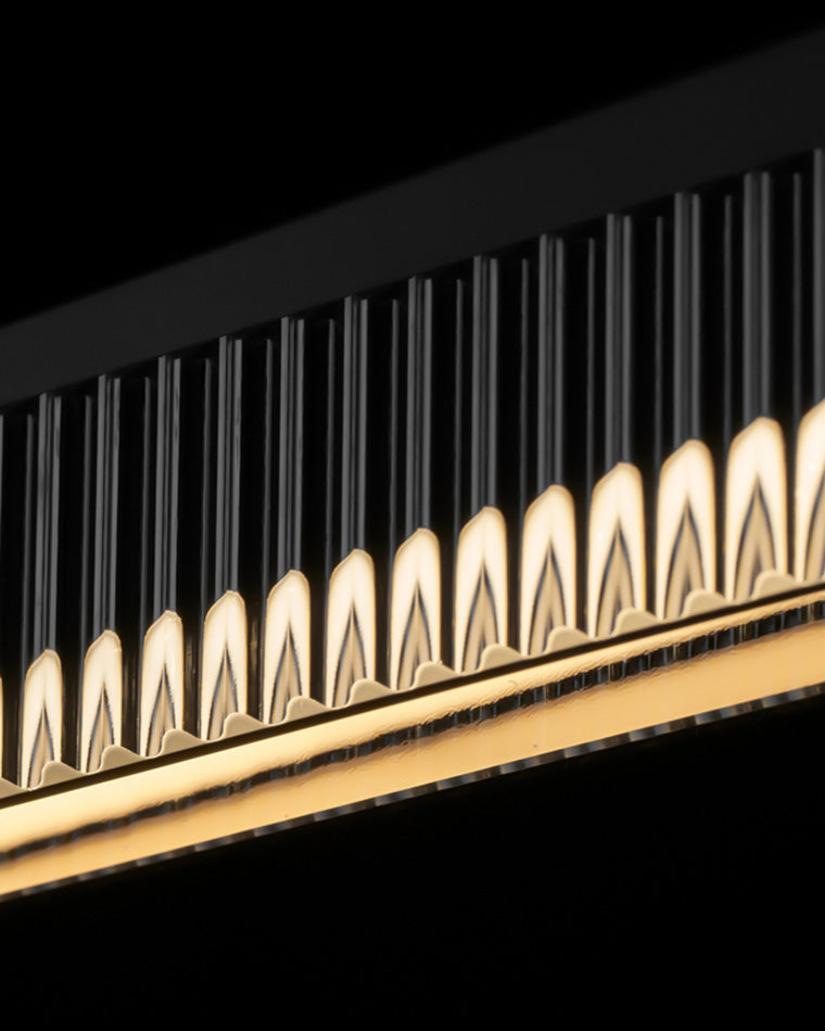Lámpara colgante lineal WOMO de cristal estriado negro - WM2310