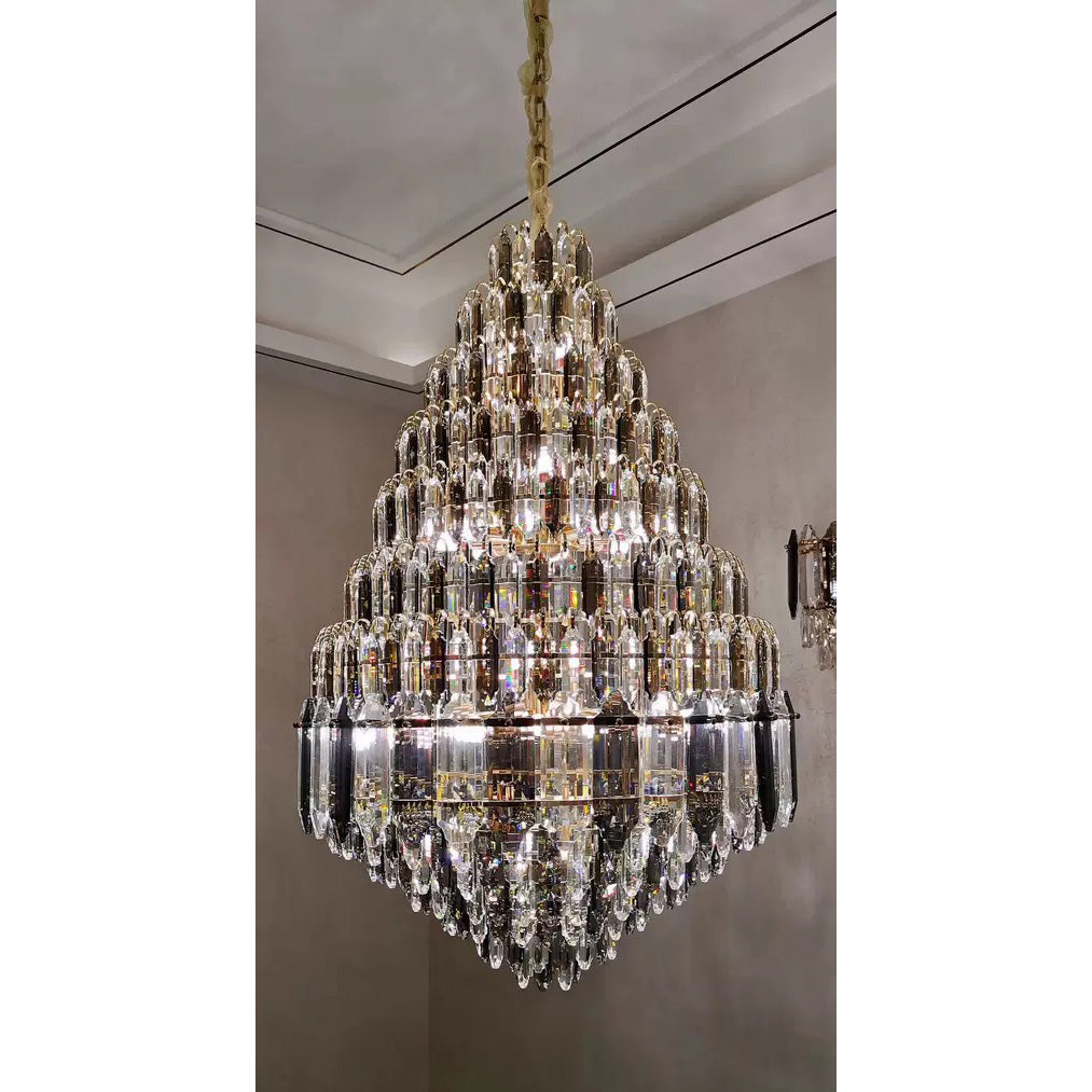 Lámpara de araña de cristal cónica escalonada WOMO para vestíbulo - WM2384